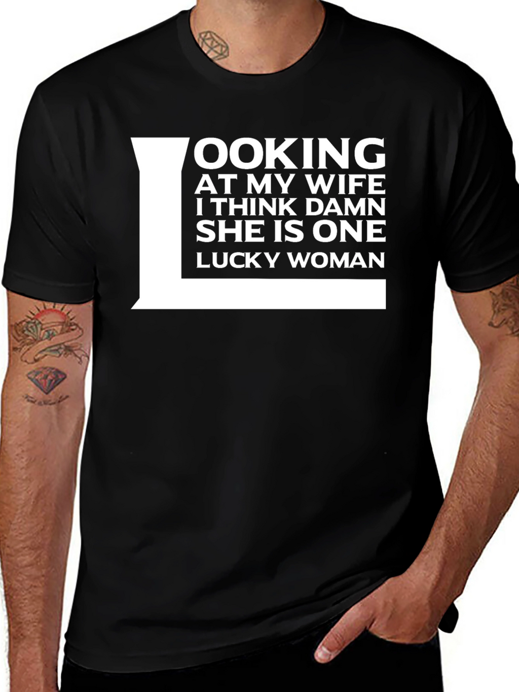 Lucky Wife T-Shirt Funny Husband Gift