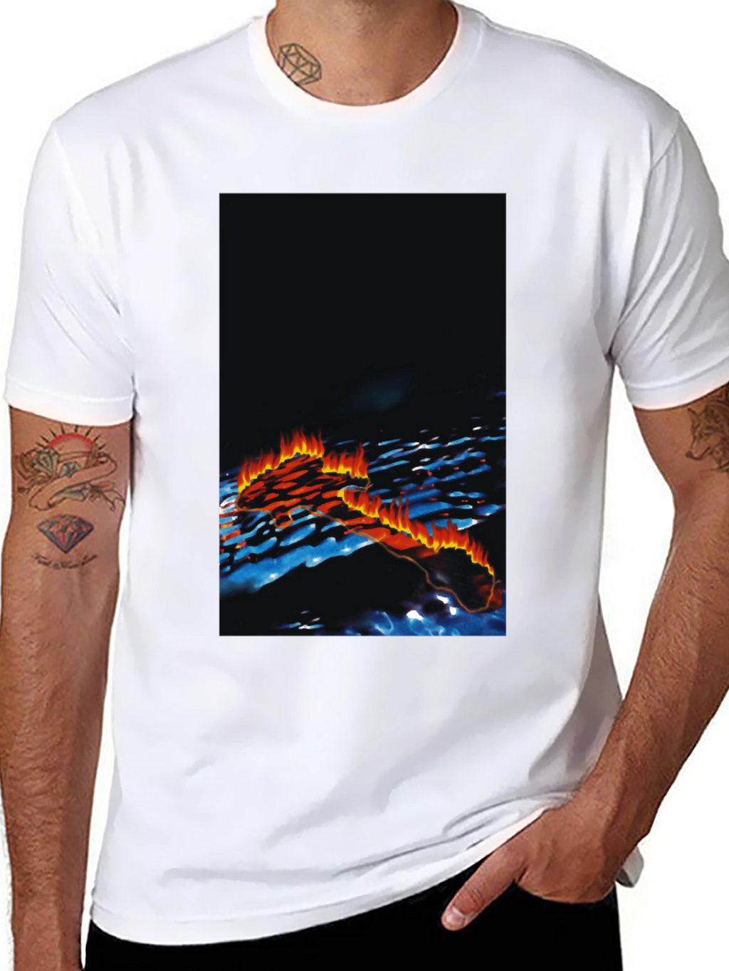 Mens Black Graphic Print T-Shirt