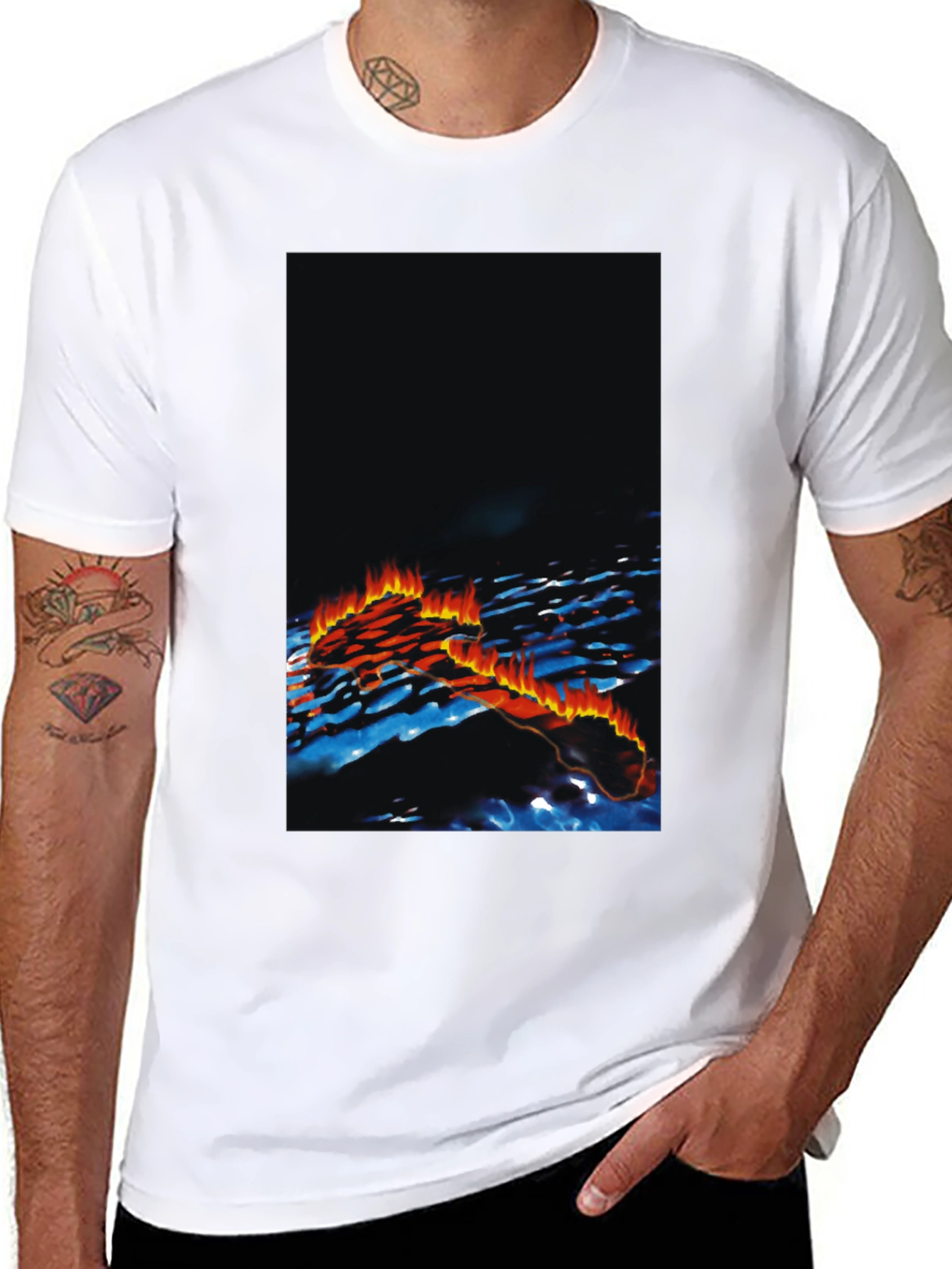 Mens Black Graphic Print T-Shirt