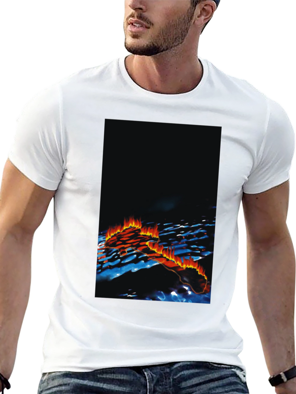 Mens Black Graphic Print T-Shirt