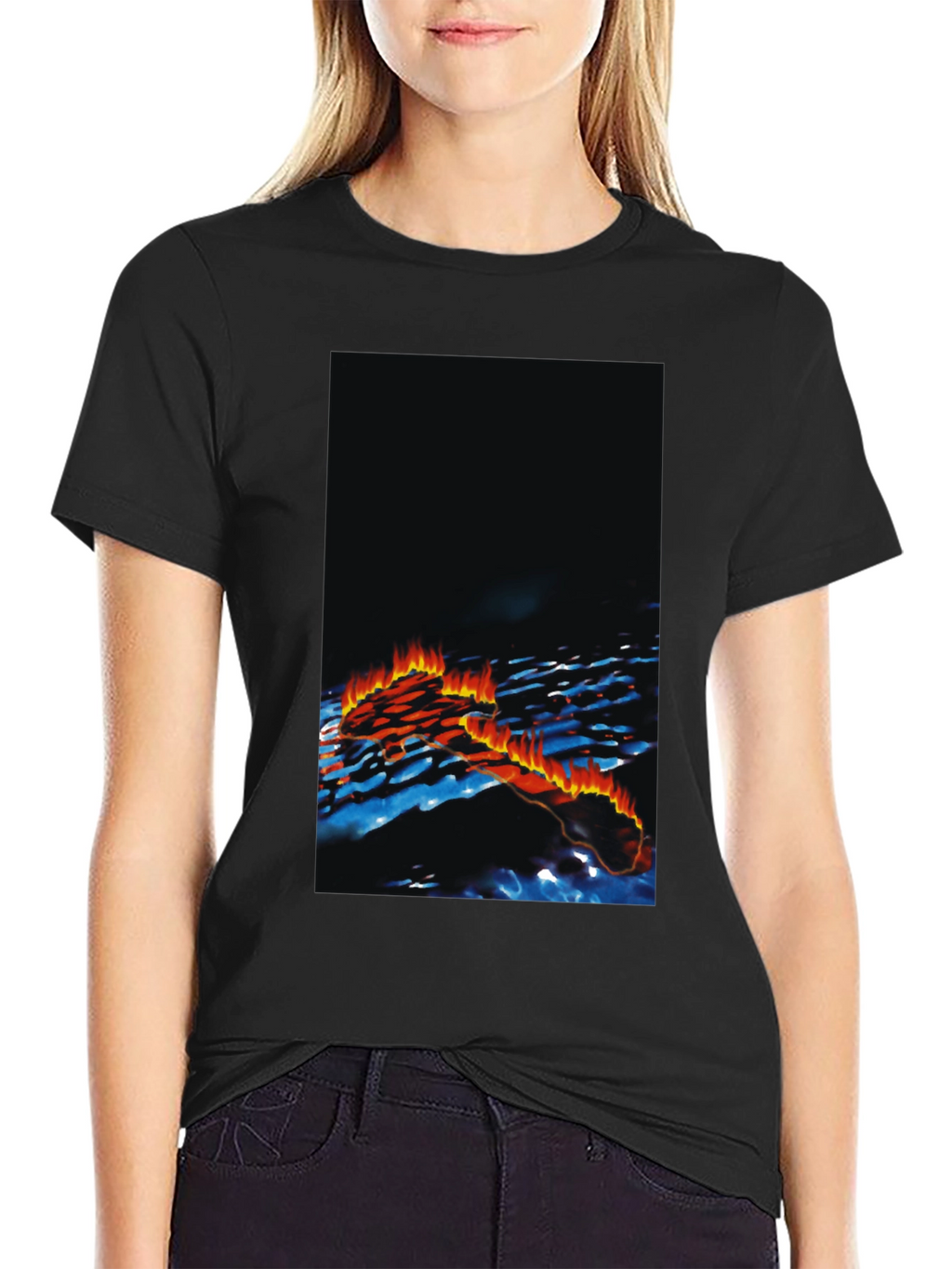 Mens Black Graphic Print T-Shirt