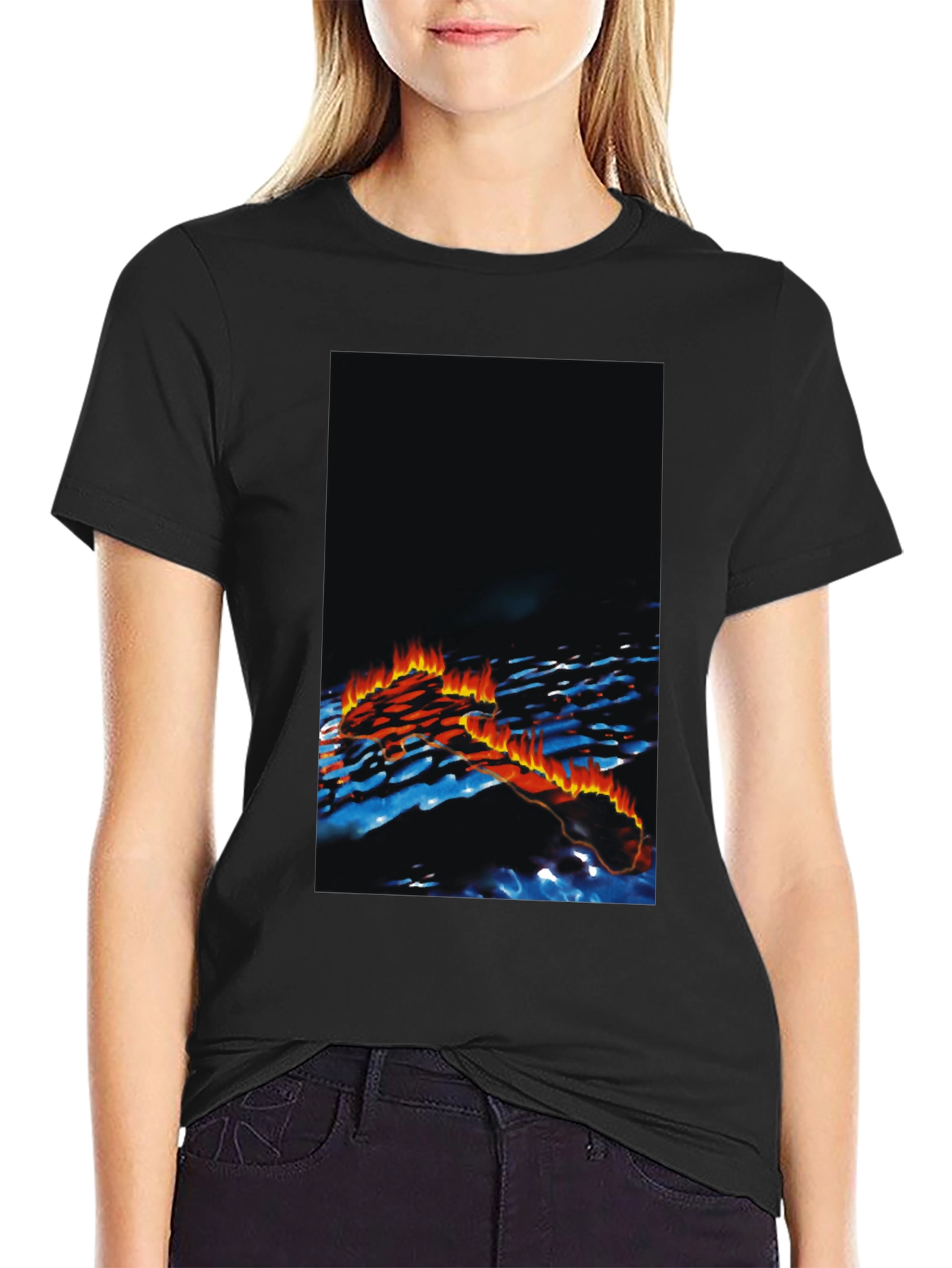 Mens Black Graphic Print T-Shirt