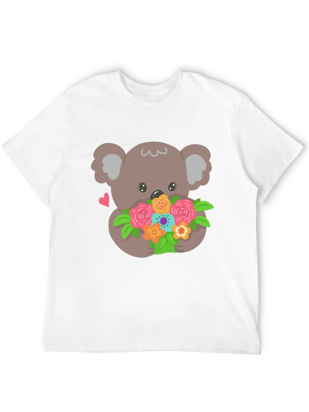 Koala Bear Flowers Black T-Shirt