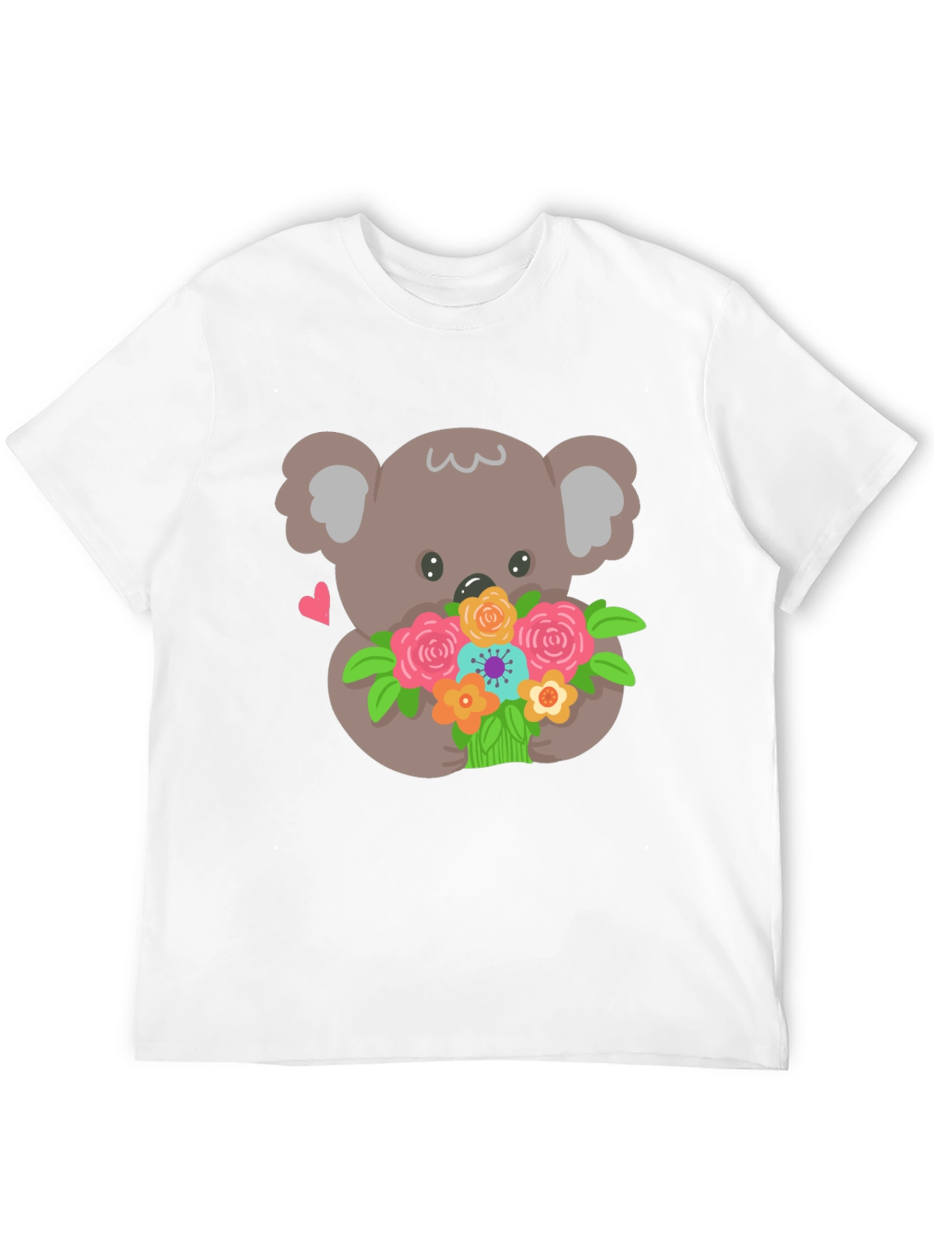 Koala Bear Flowers Black T-Shirt