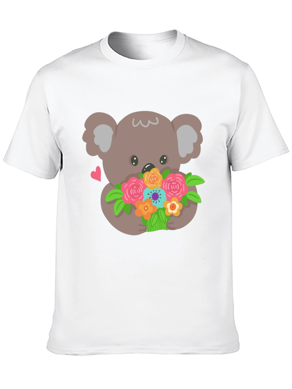 Koala Bear Flowers Black T-Shirt