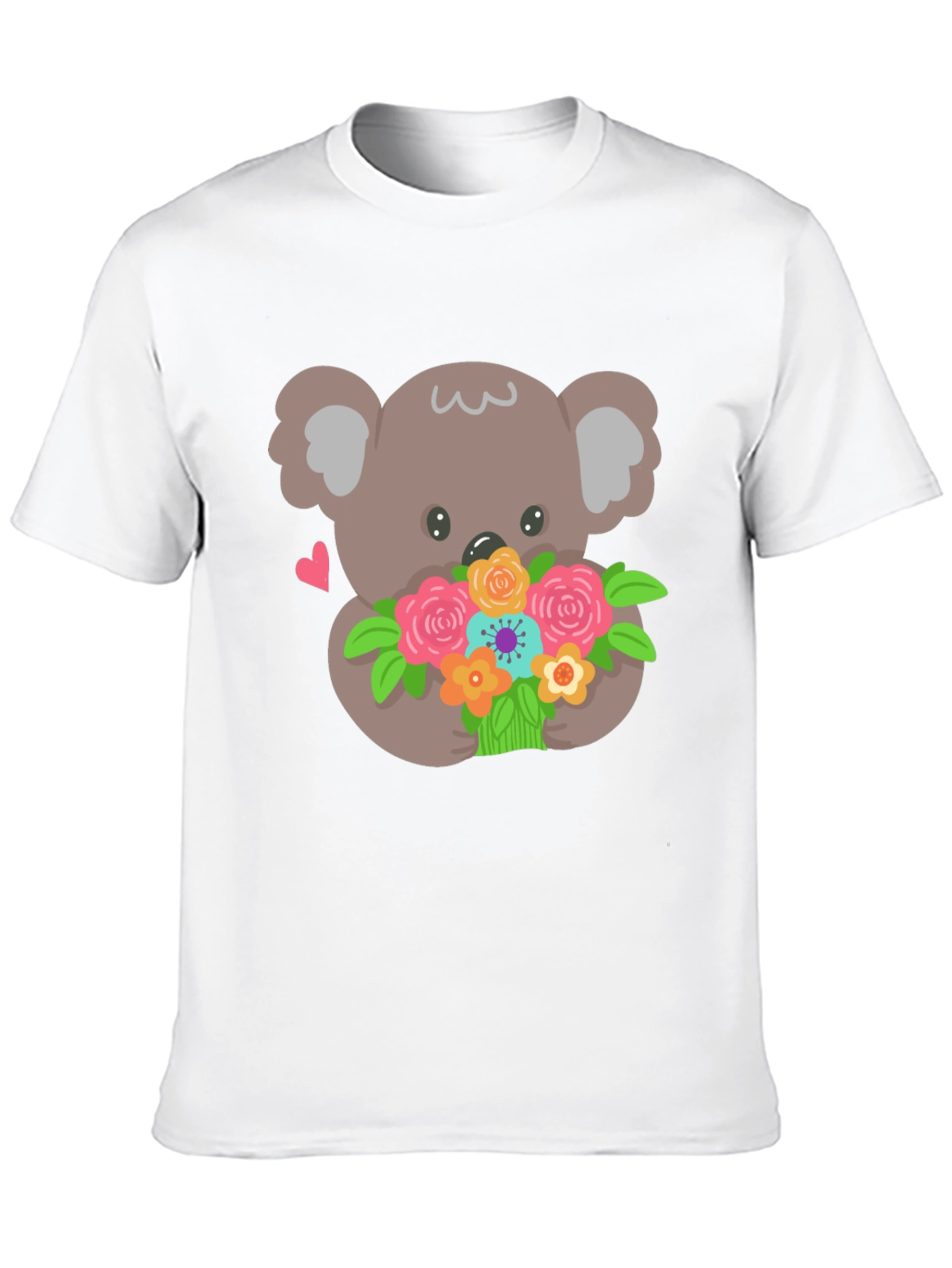 Koala Bear Flowers Black T-Shirt