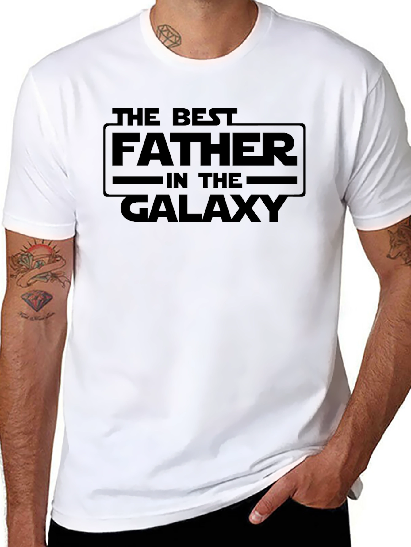 Best Father in the Galaxy Black Graphic Tee