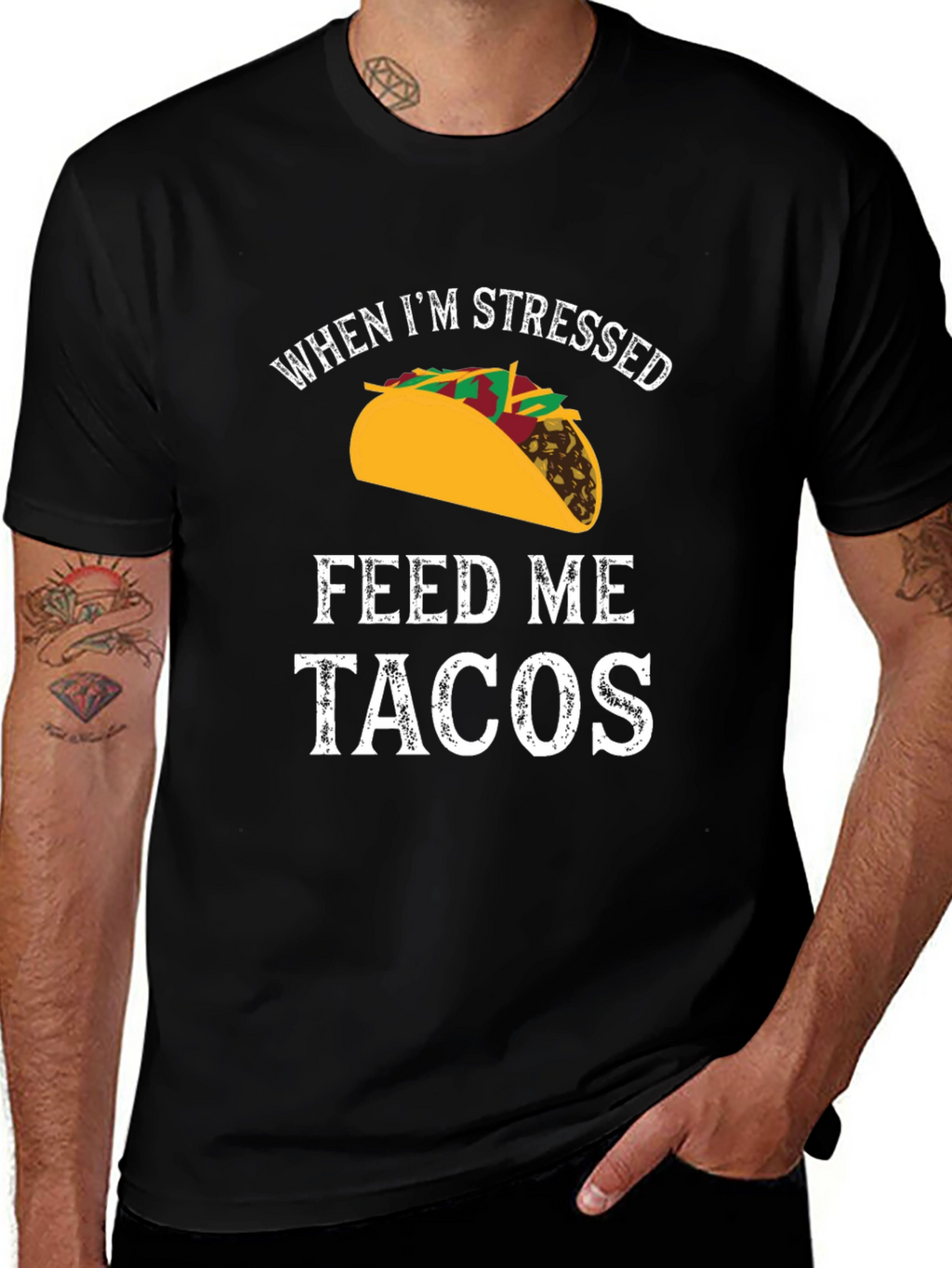 Funny Mens T-Shirt: When Im Stressed Feed Me Tacos
