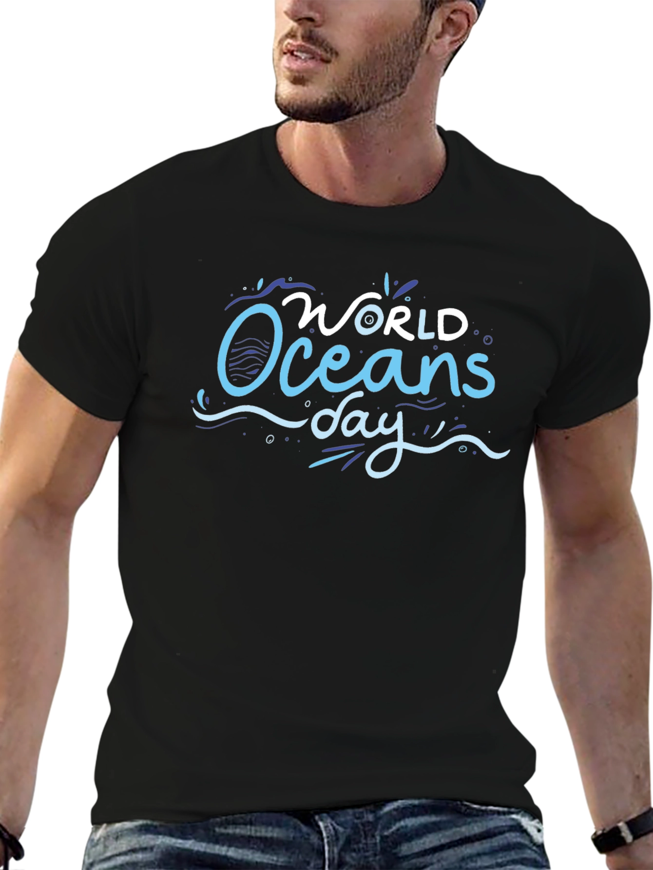 World Oceans Day Black Graphic Tee