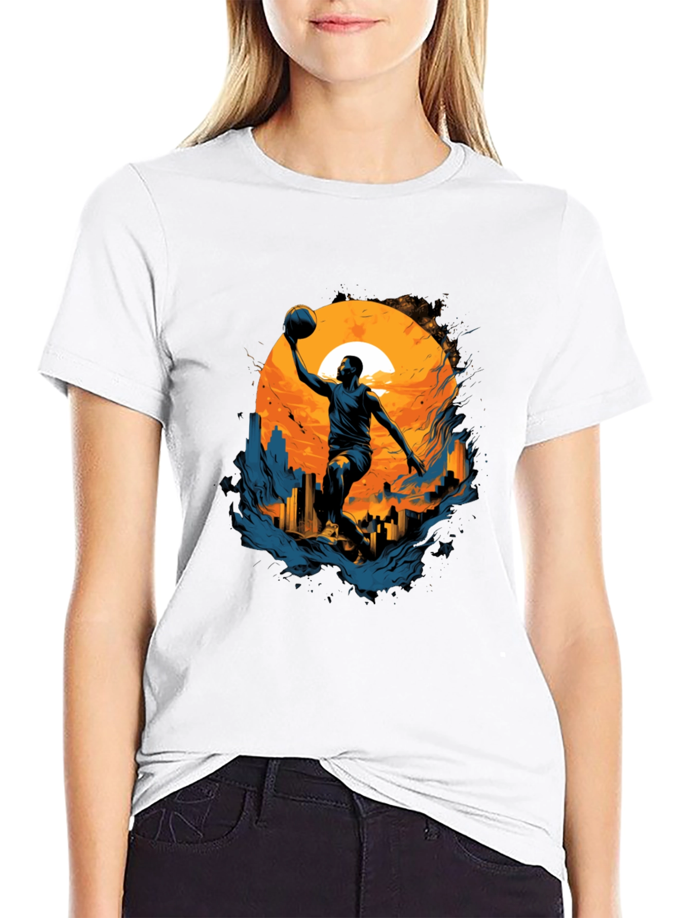 Basketball Sunset Graphic Tee - Cool Urban Style