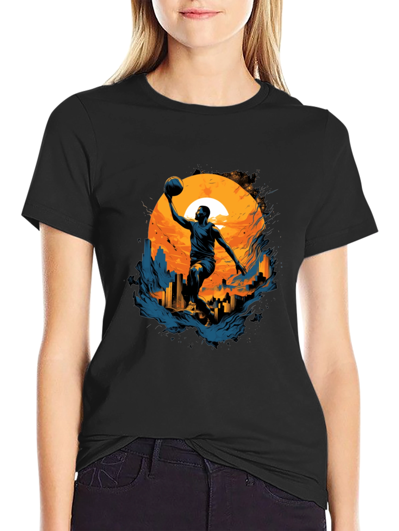 Basketball Sunset Graphic Tee - Cool Urban Style