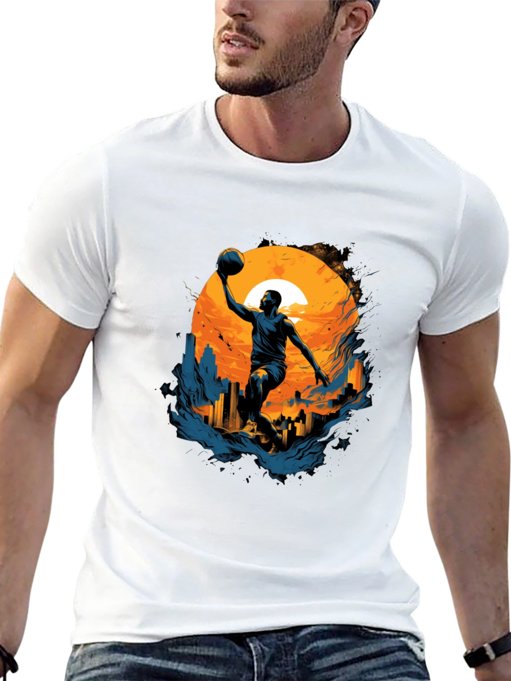 Basketball Sunset Graphic Tee - Cool Urban Style