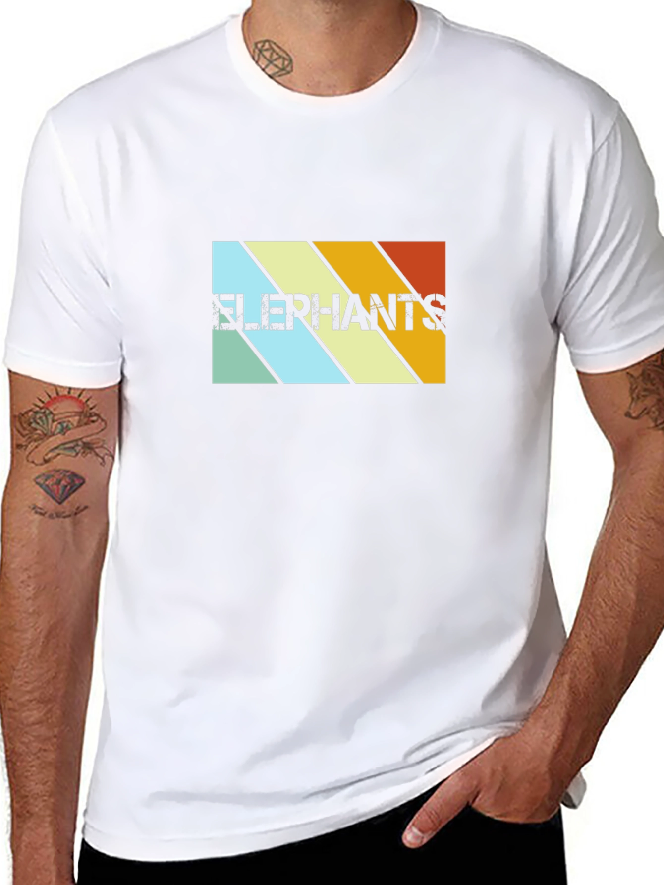 Retro Elephants Graphic Tee - Vintage Style T-Shirt