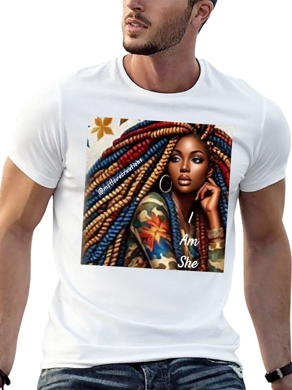 I Am She Graphic Tee - Black Cotton Blend