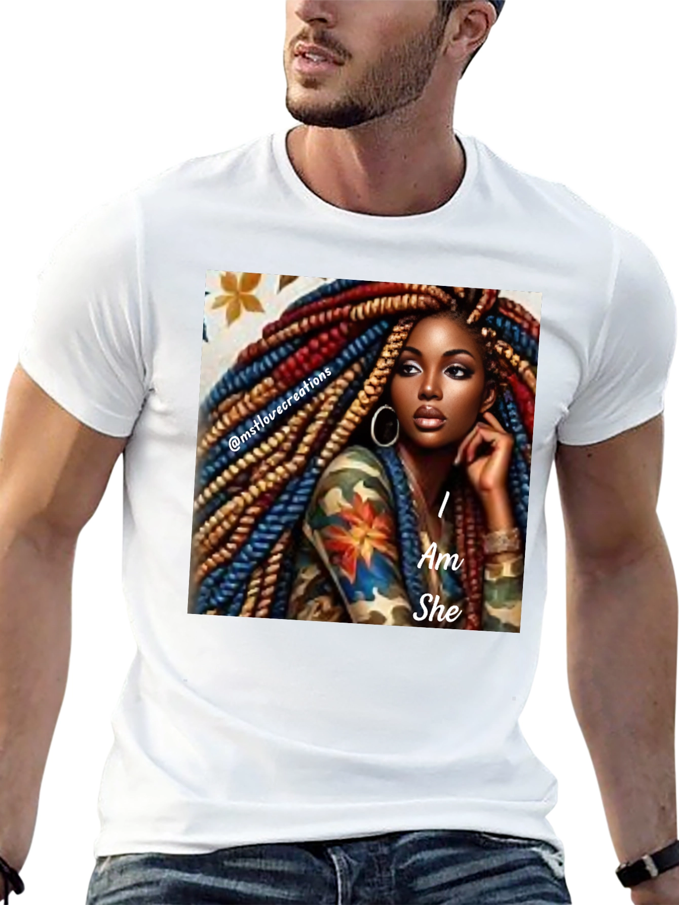 I Am She Graphic Tee - Black Cotton Blend