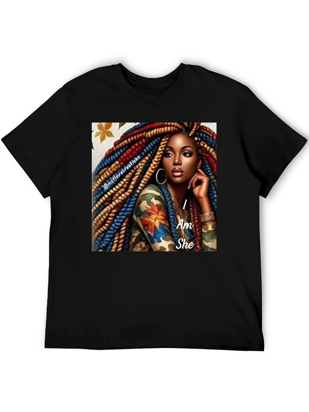 I Am She Graphic Tee - Black Cotton Blend