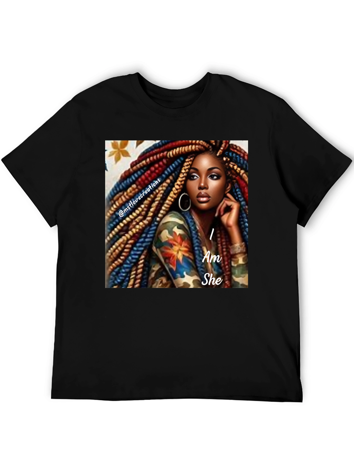 I Am She Graphic Tee - Black Cotton Blend