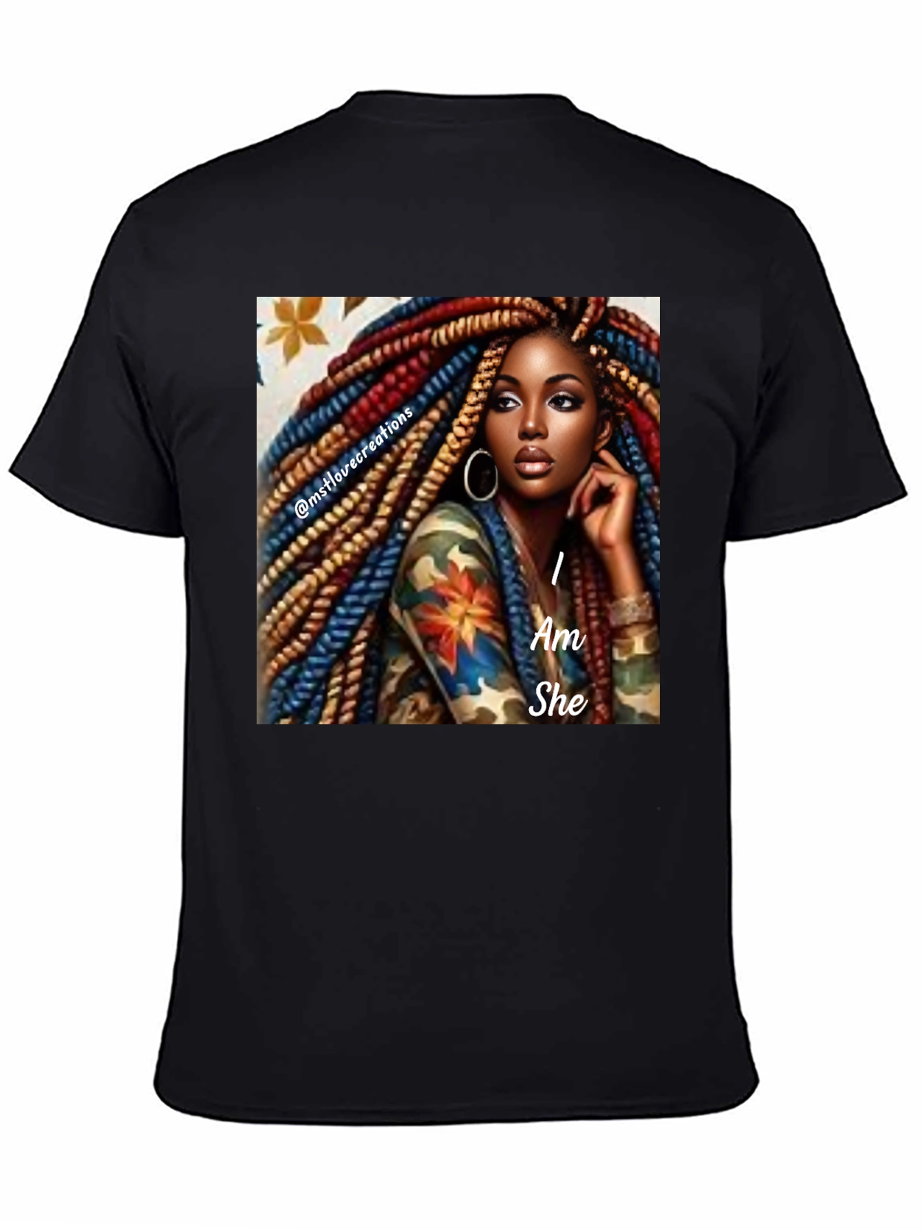 I Am She Graphic Tee - Black Cotton Blend