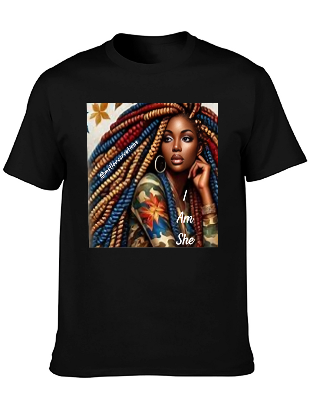 I Am She Graphic Tee - Black Cotton Blend