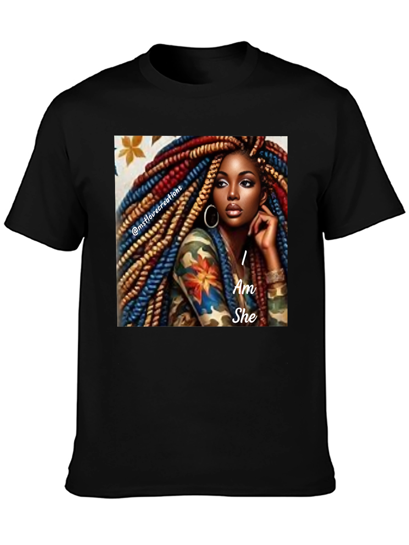 I Am She Graphic Tee - Black Cotton Blend
