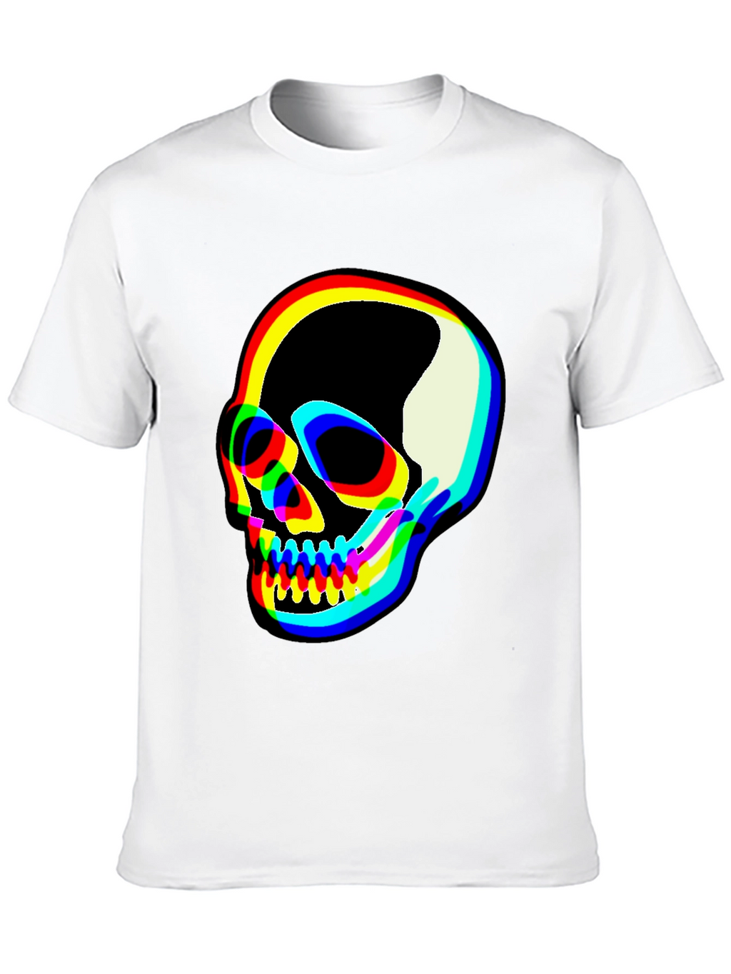 Vibrant Skull Graphic Tee - Black Cotton Blend T-Shirt