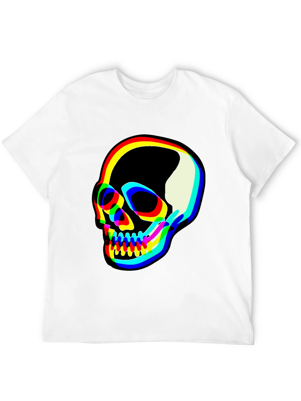 Vibrant Skull Graphic Tee - Black Cotton Blend T-Shirt