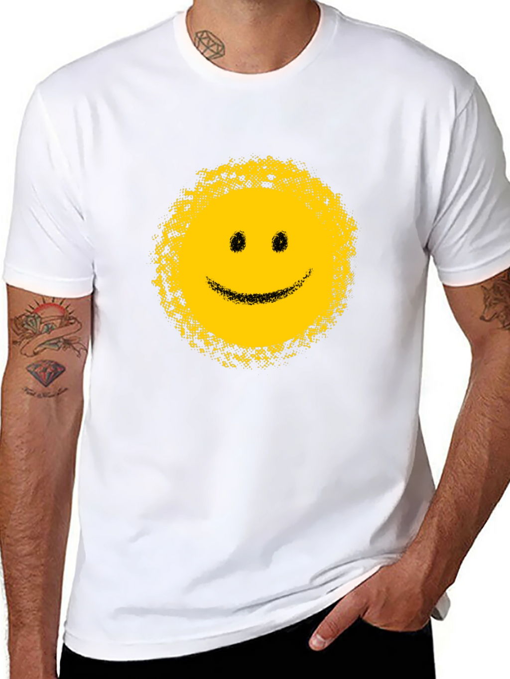 Distressed Smiley Face Black T-Shirt