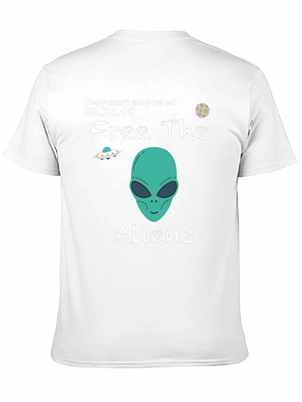Free The Aliens Black T-Shirt UFO Moon