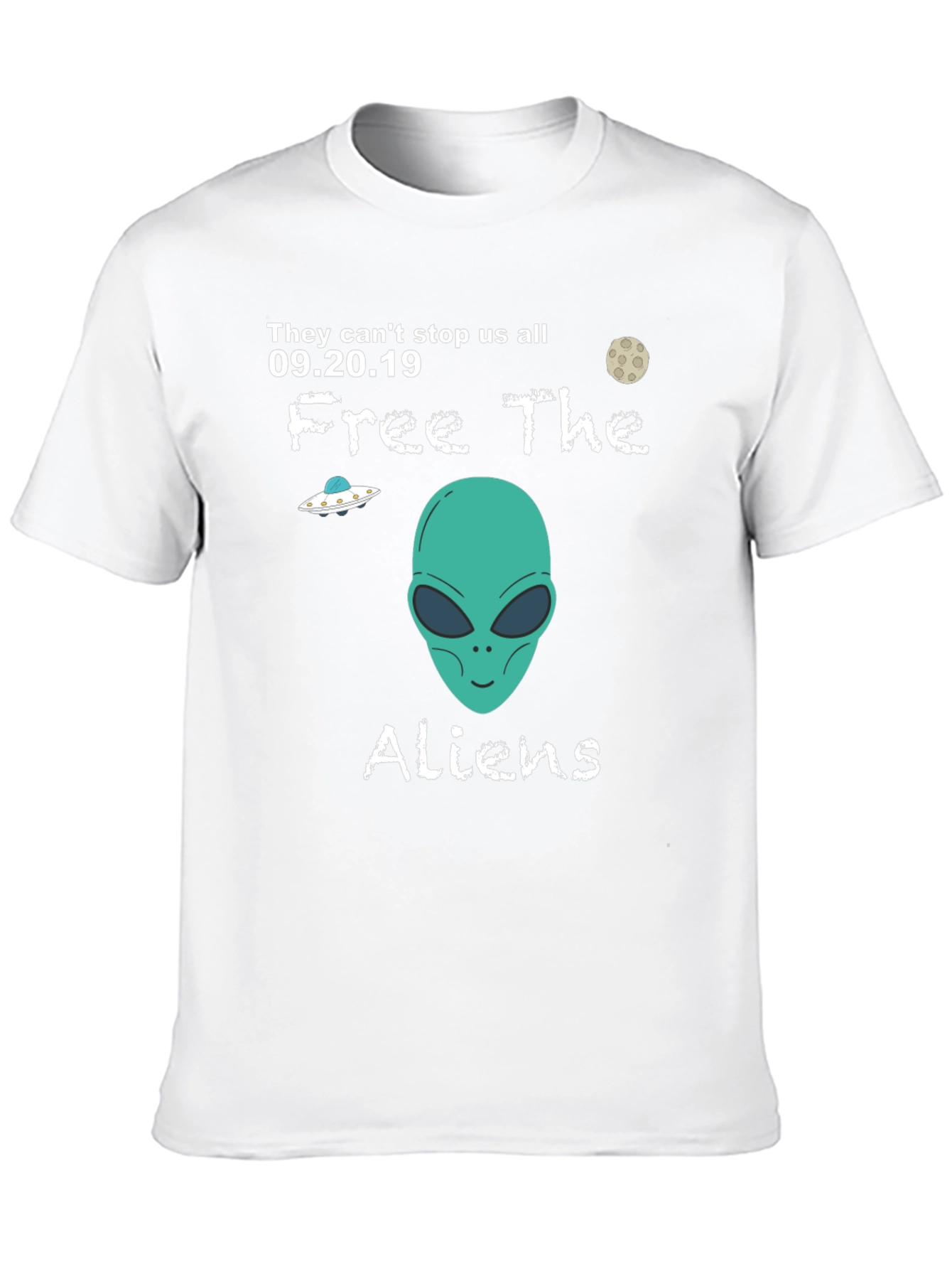 Free The Aliens Black T-Shirt UFO Moon