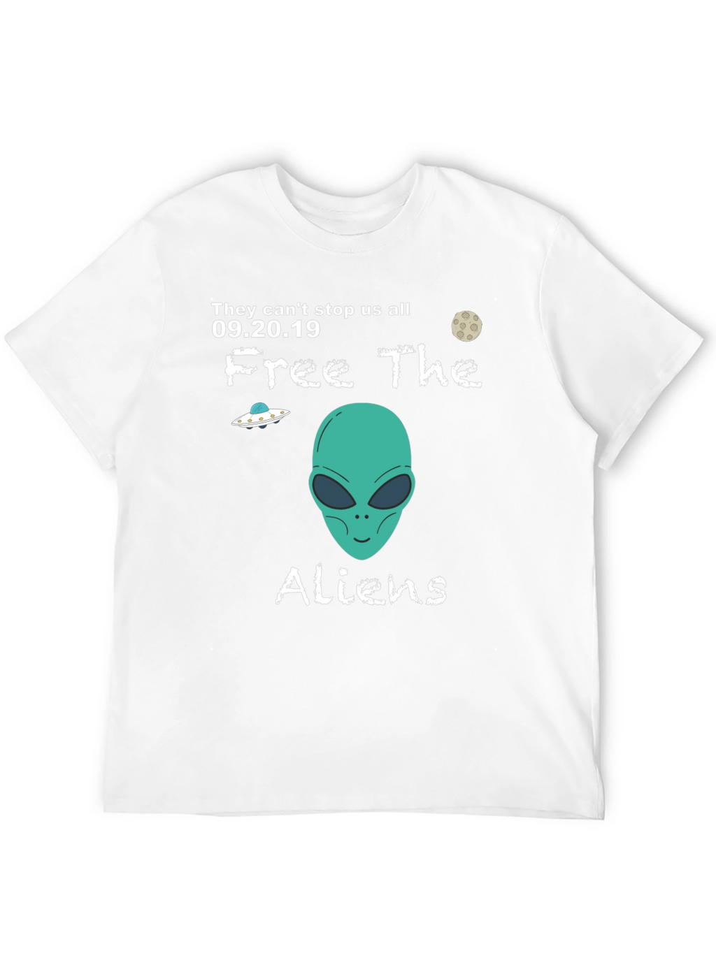 Free The Aliens Black T-Shirt UFO Moon