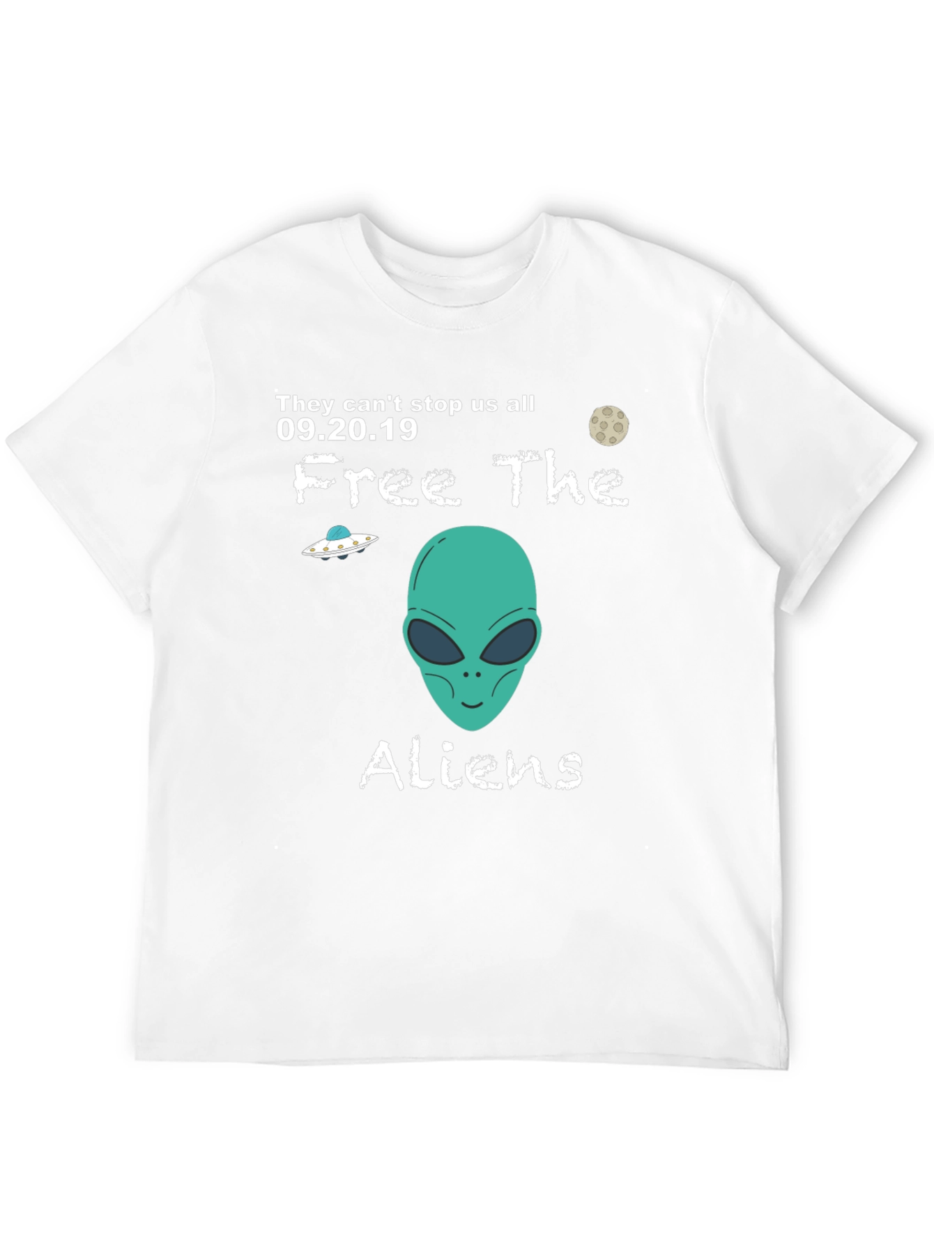 Free The Aliens Black T-Shirt UFO Moon