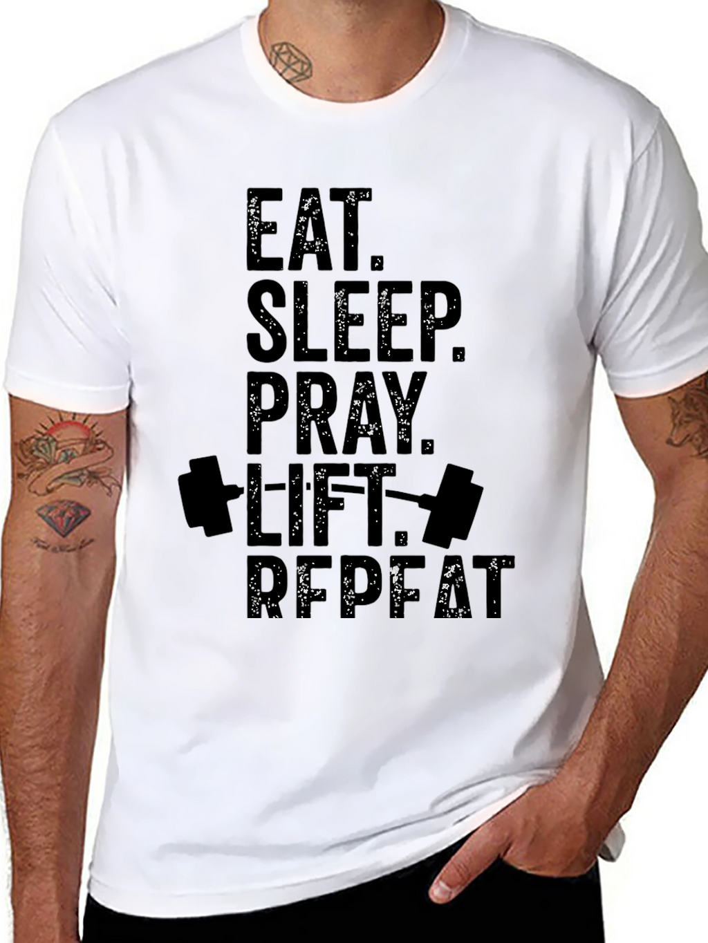 Eat Sleep Pray Lift Repeat Black T-Shirt