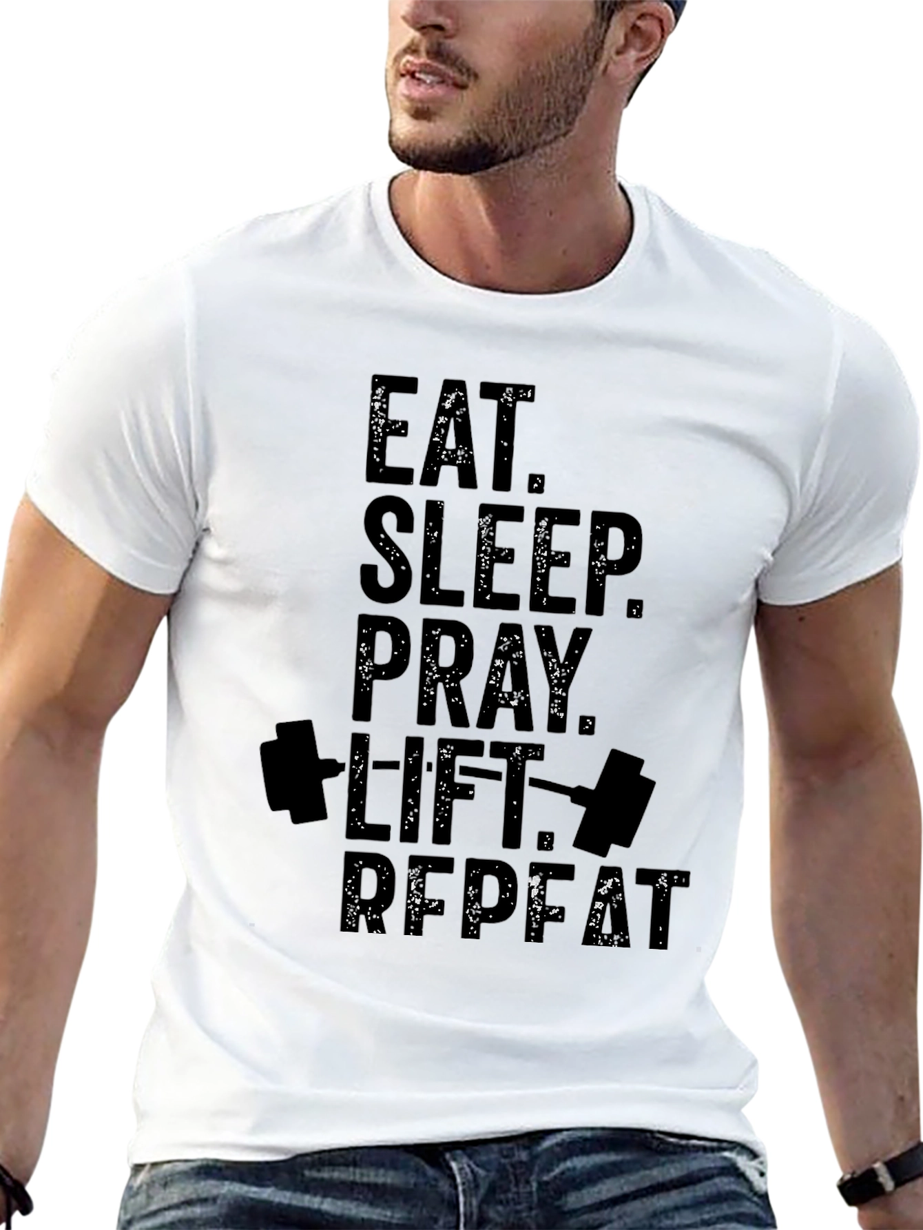 Eat Sleep Pray Lift Repeat Black T-Shirt
