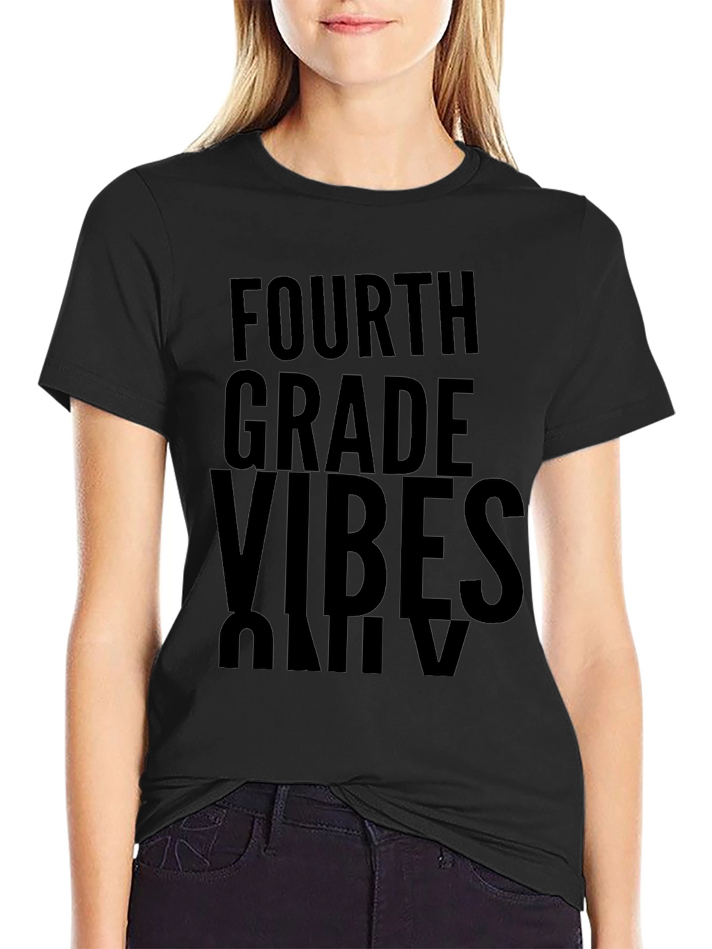 Fourth Grade Vibes Only Black T-Shirt