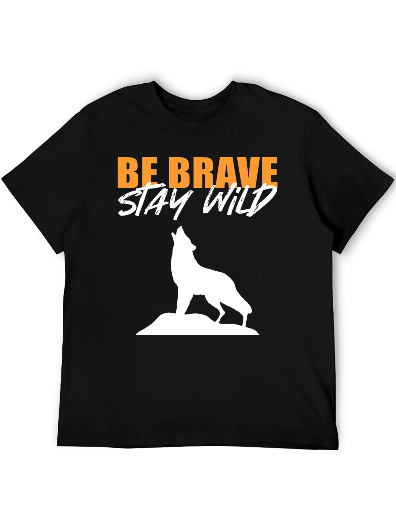 Be Brave Stay Wild Wolf Graphic Tee - Black