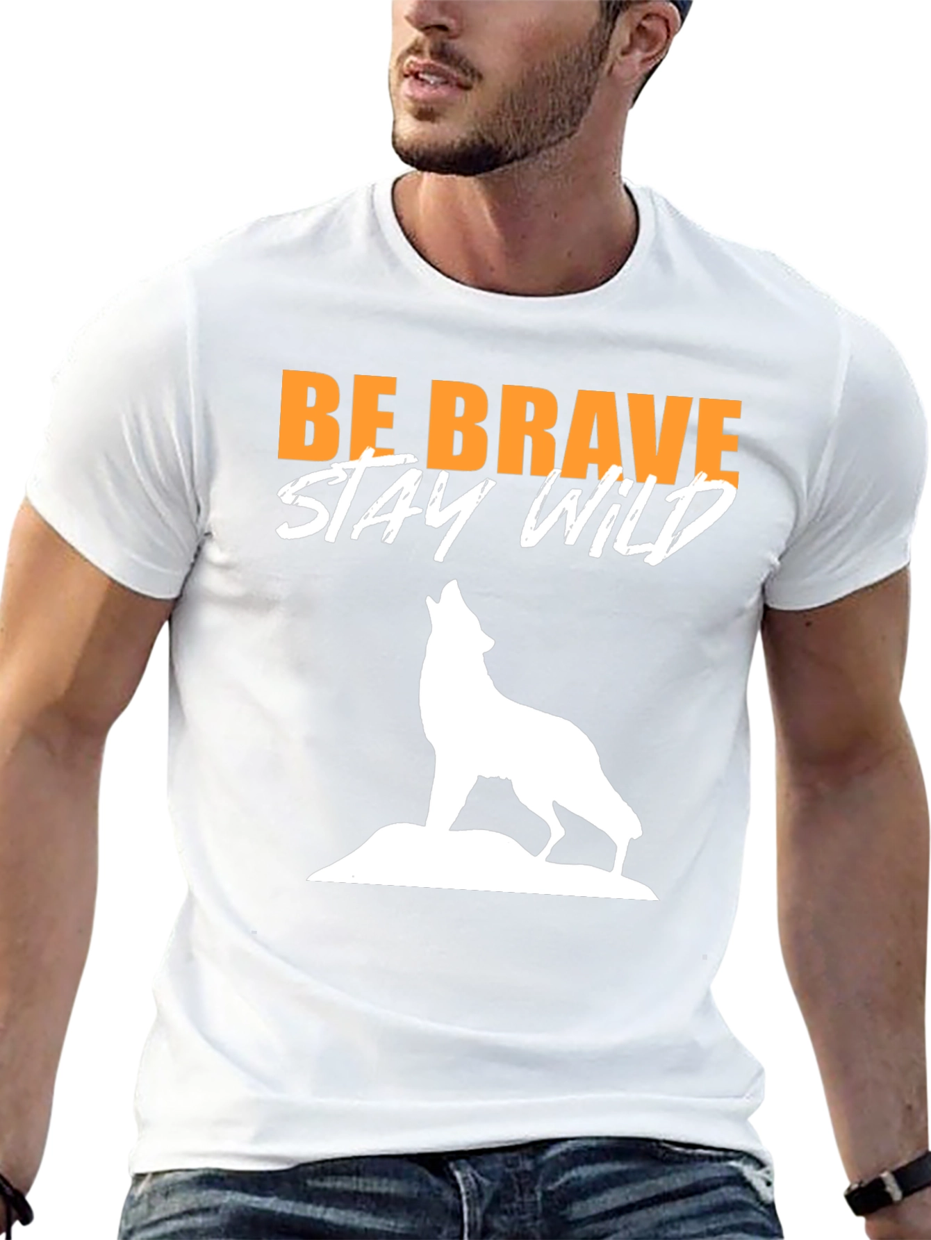 Be Brave Stay Wild Wolf Graphic Tee - Black