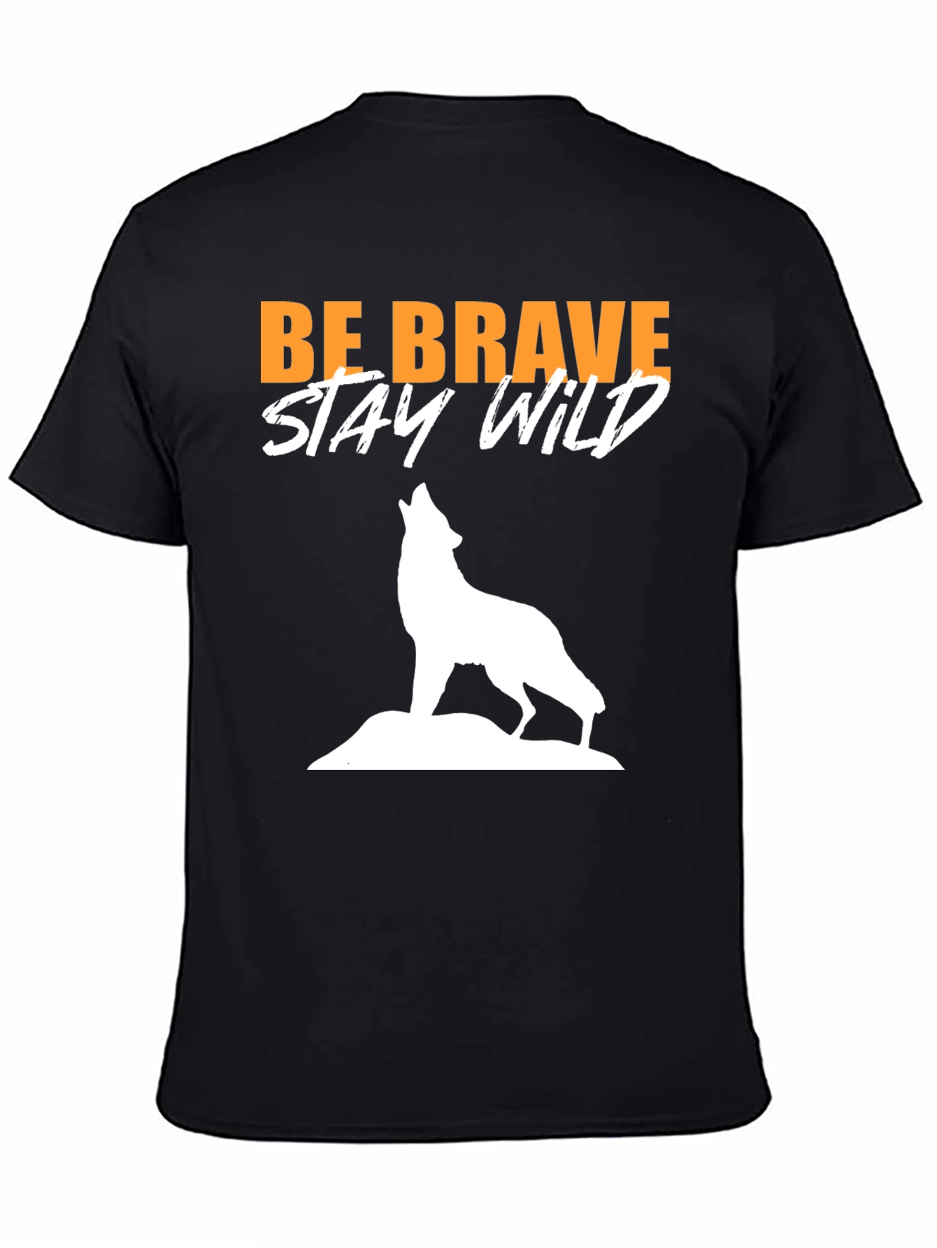 Be Brave Stay Wild Wolf Graphic Tee - Black