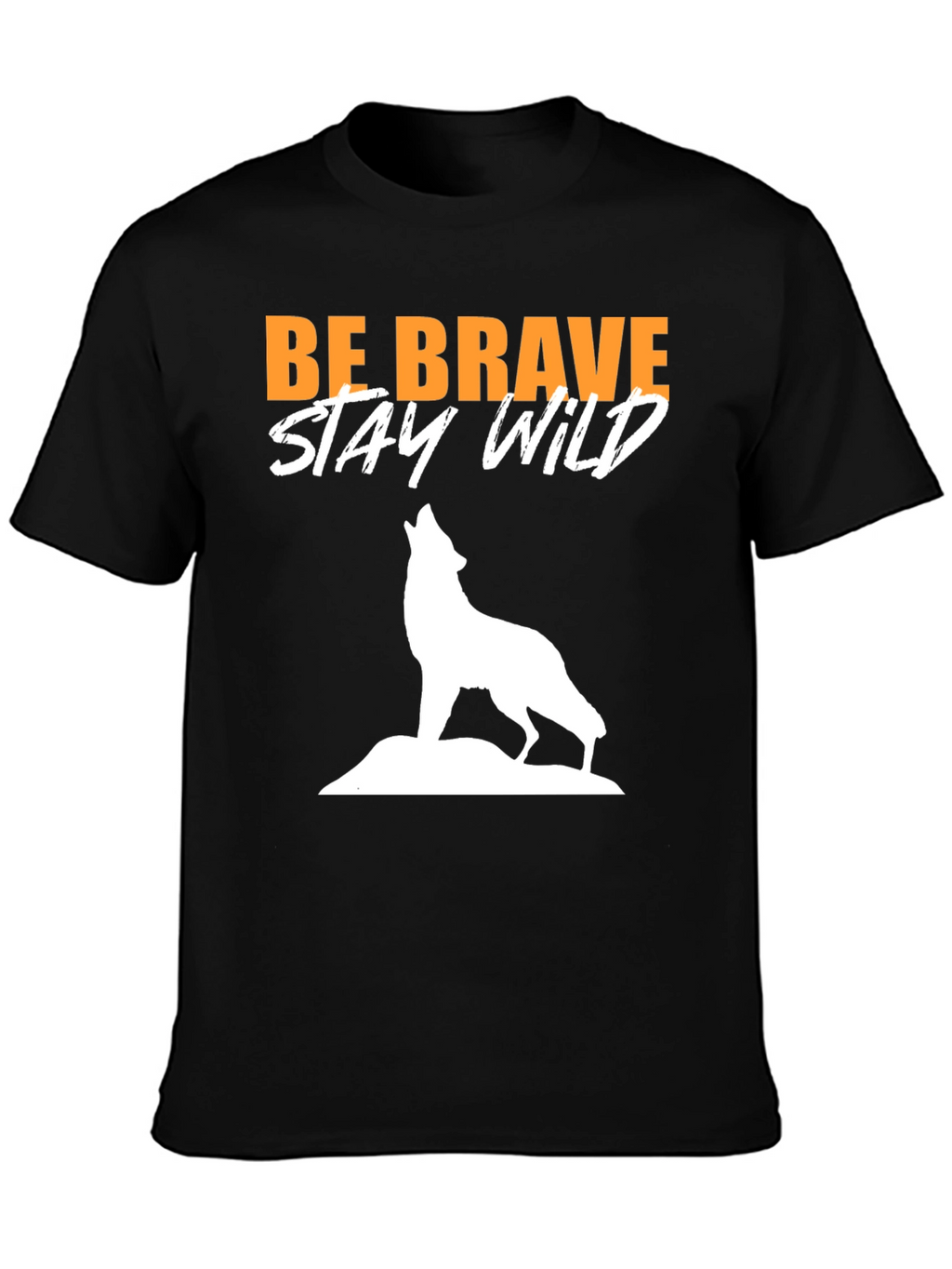 Be Brave Stay Wild Wolf Graphic Tee - Black