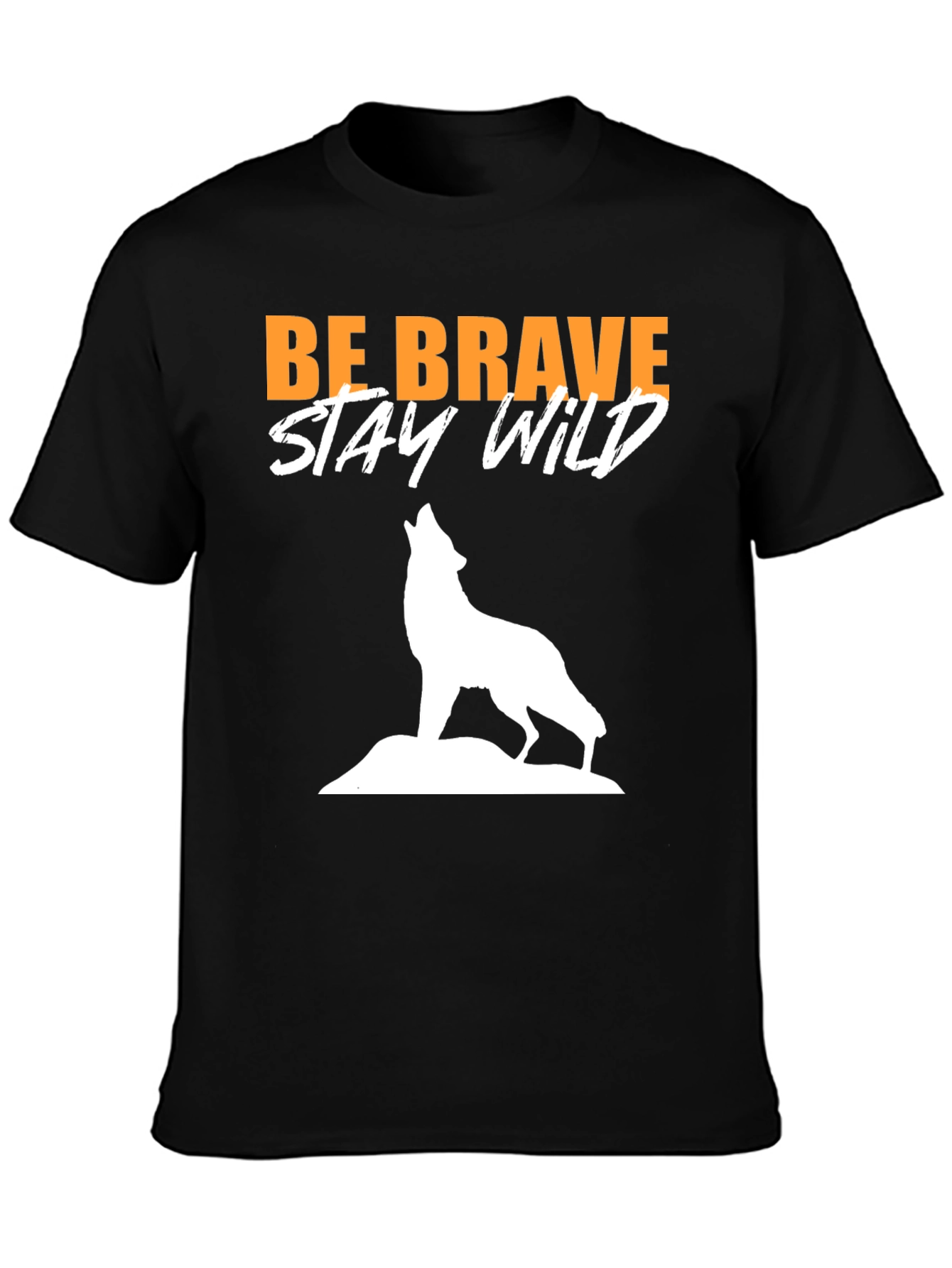 Be Brave Stay Wild Wolf Graphic Tee - Black