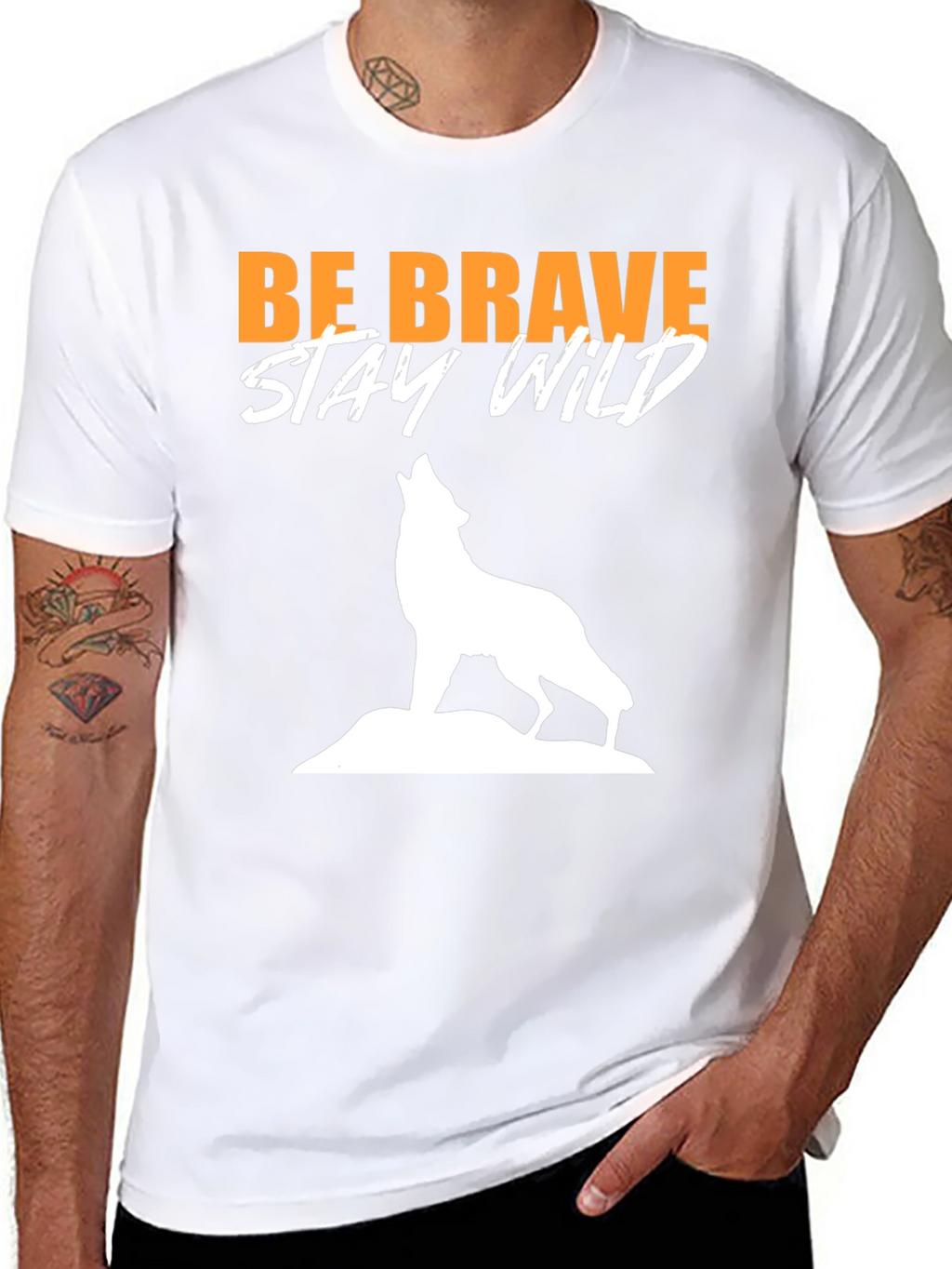 Be Brave Stay Wild Wolf Graphic Tee - Black