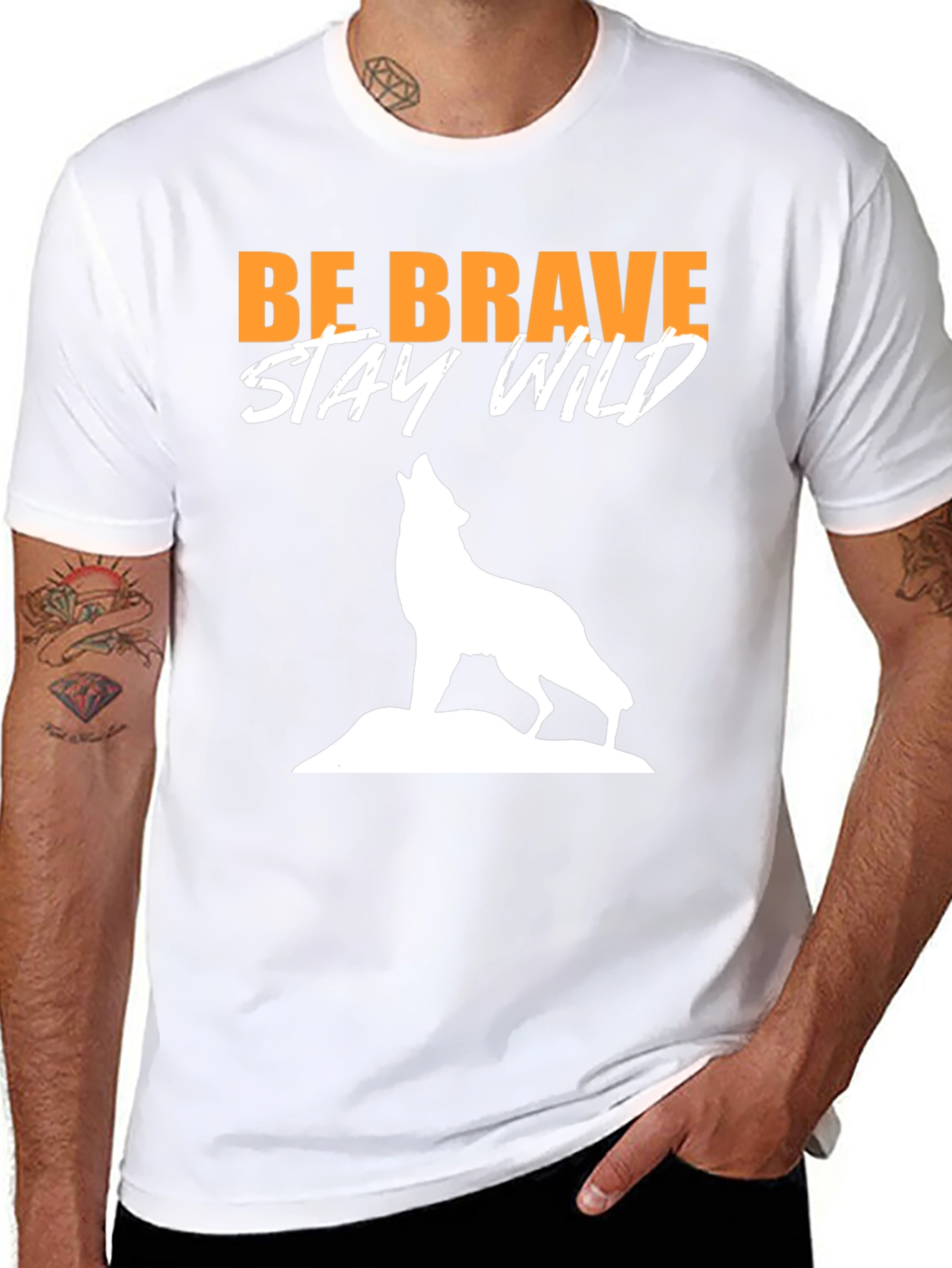 Be Brave Stay Wild Wolf Graphic Tee - Black