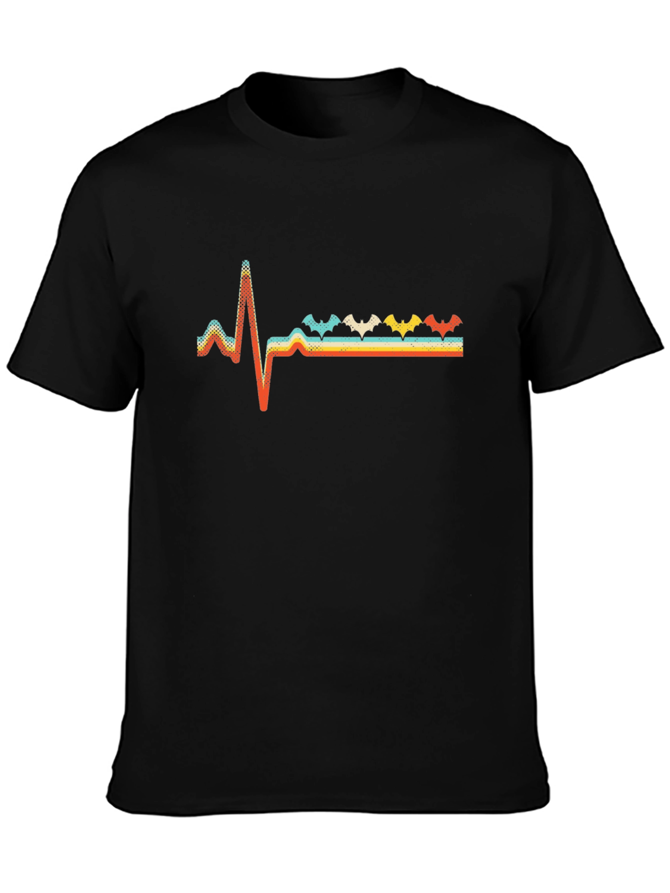 Retro Bat Heartbeat T-Shirt - Spooky Fun!
