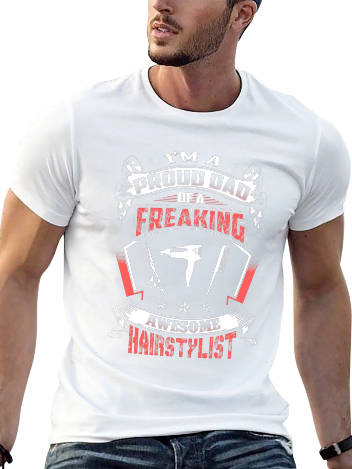 Proud Dad Hair Stylist Graphic Tee