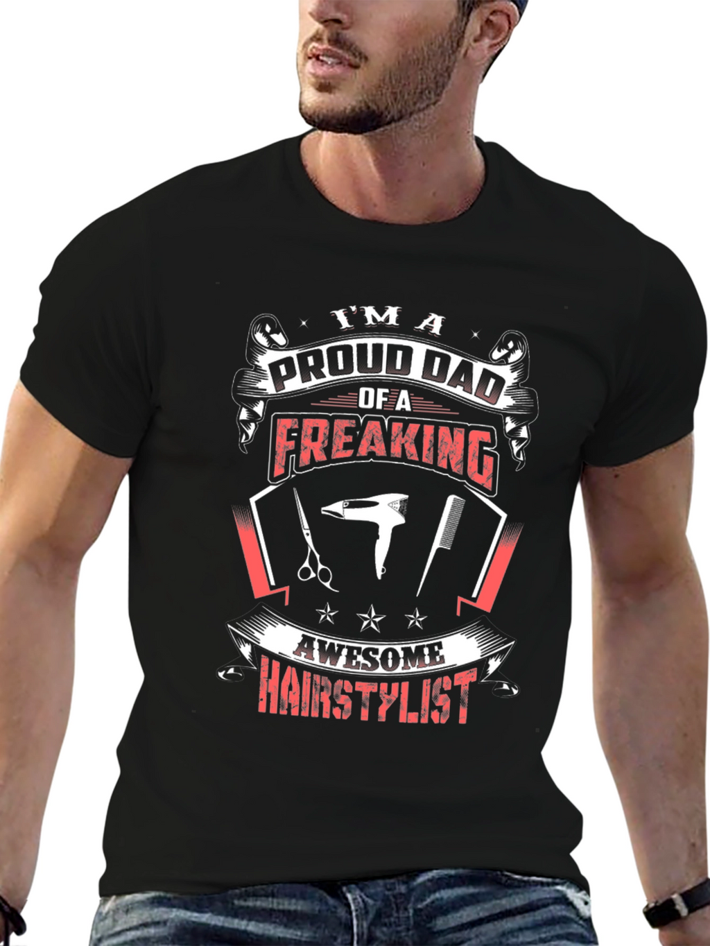 Proud Dad Hair Stylist Graphic Tee