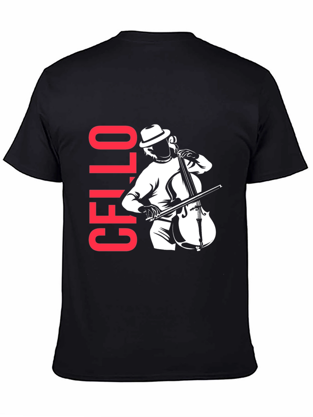 Cello Player Graphic T-Shirt - Black
