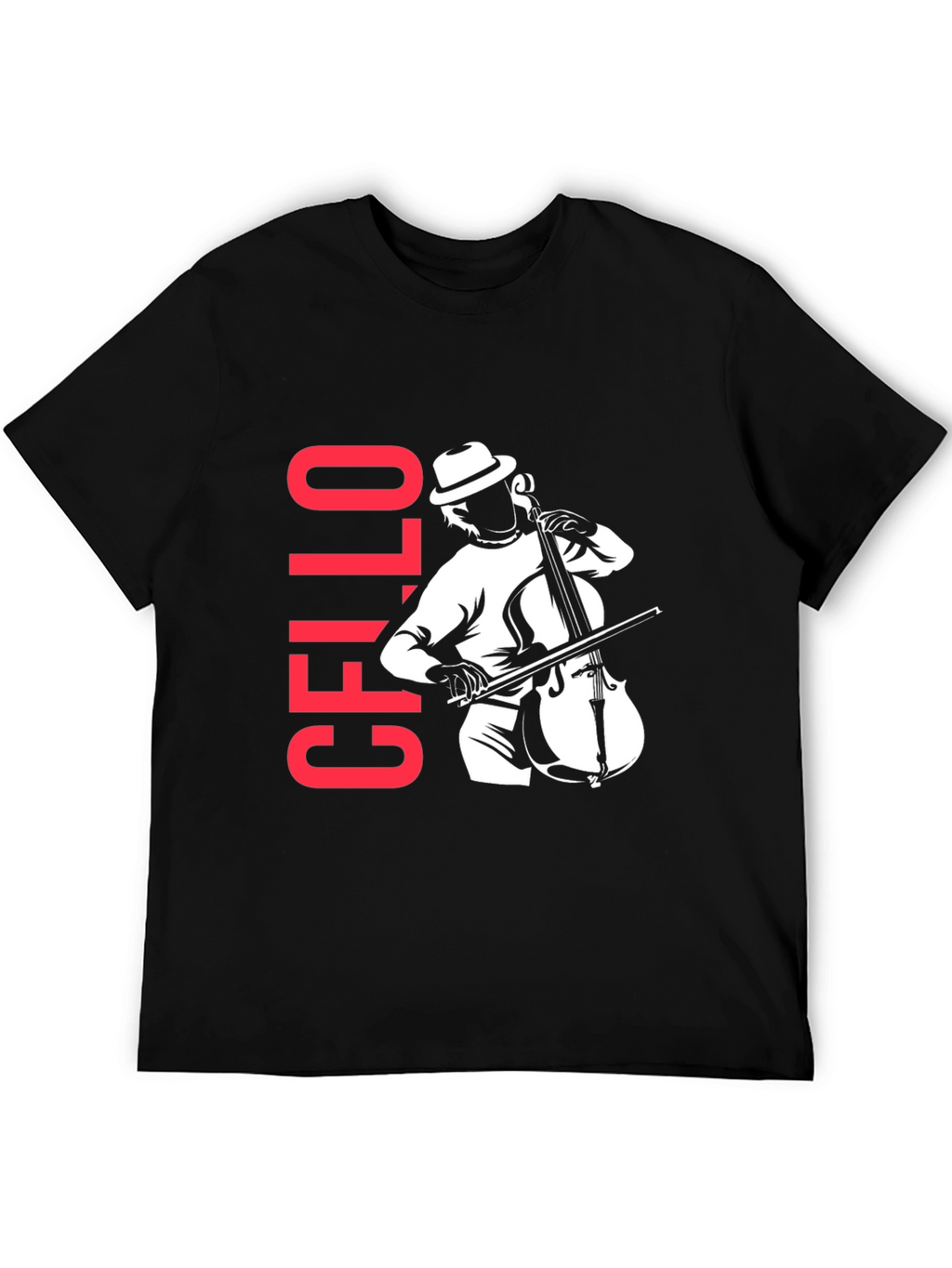 Cello Player Graphic T-Shirt - Black