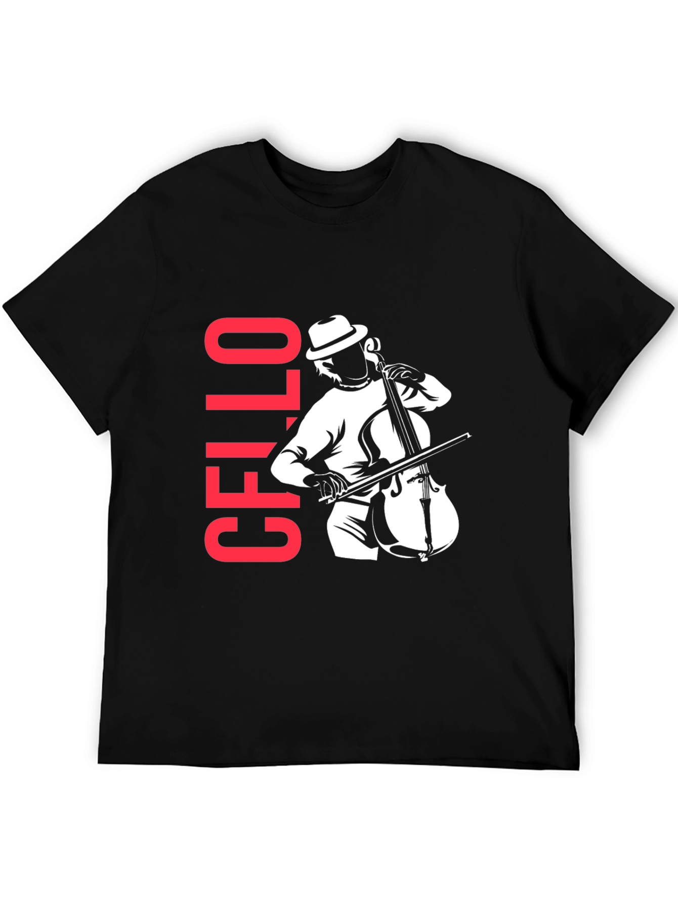 Cello Player Graphic T-Shirt - Black