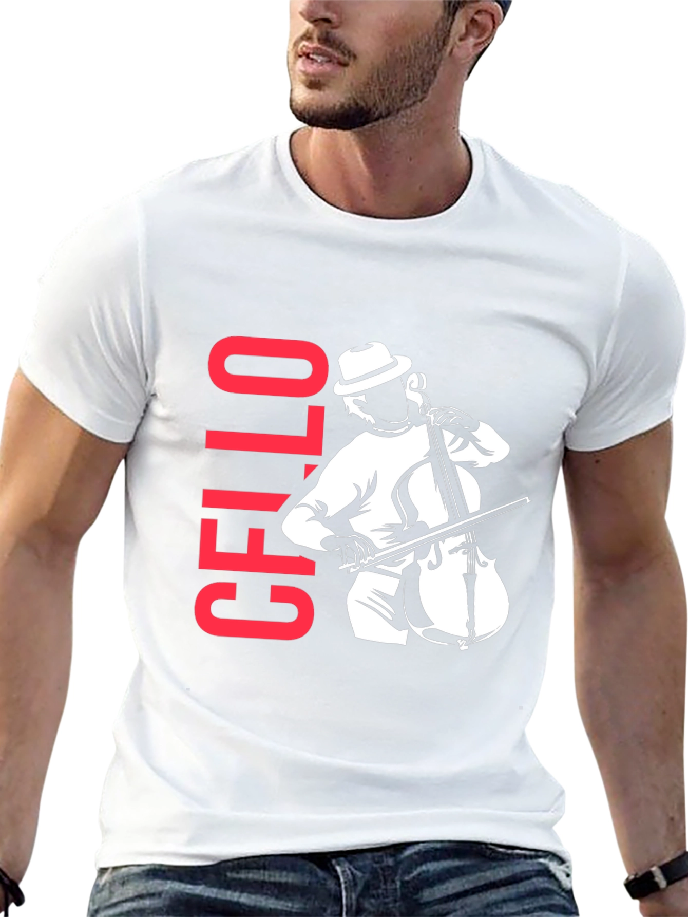 Cello Player Graphic T-Shirt - Black