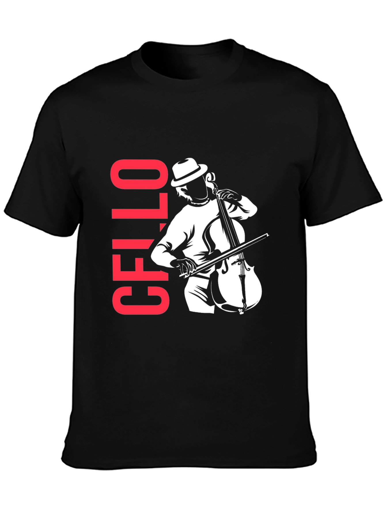 Cello Player Graphic T-Shirt - Black