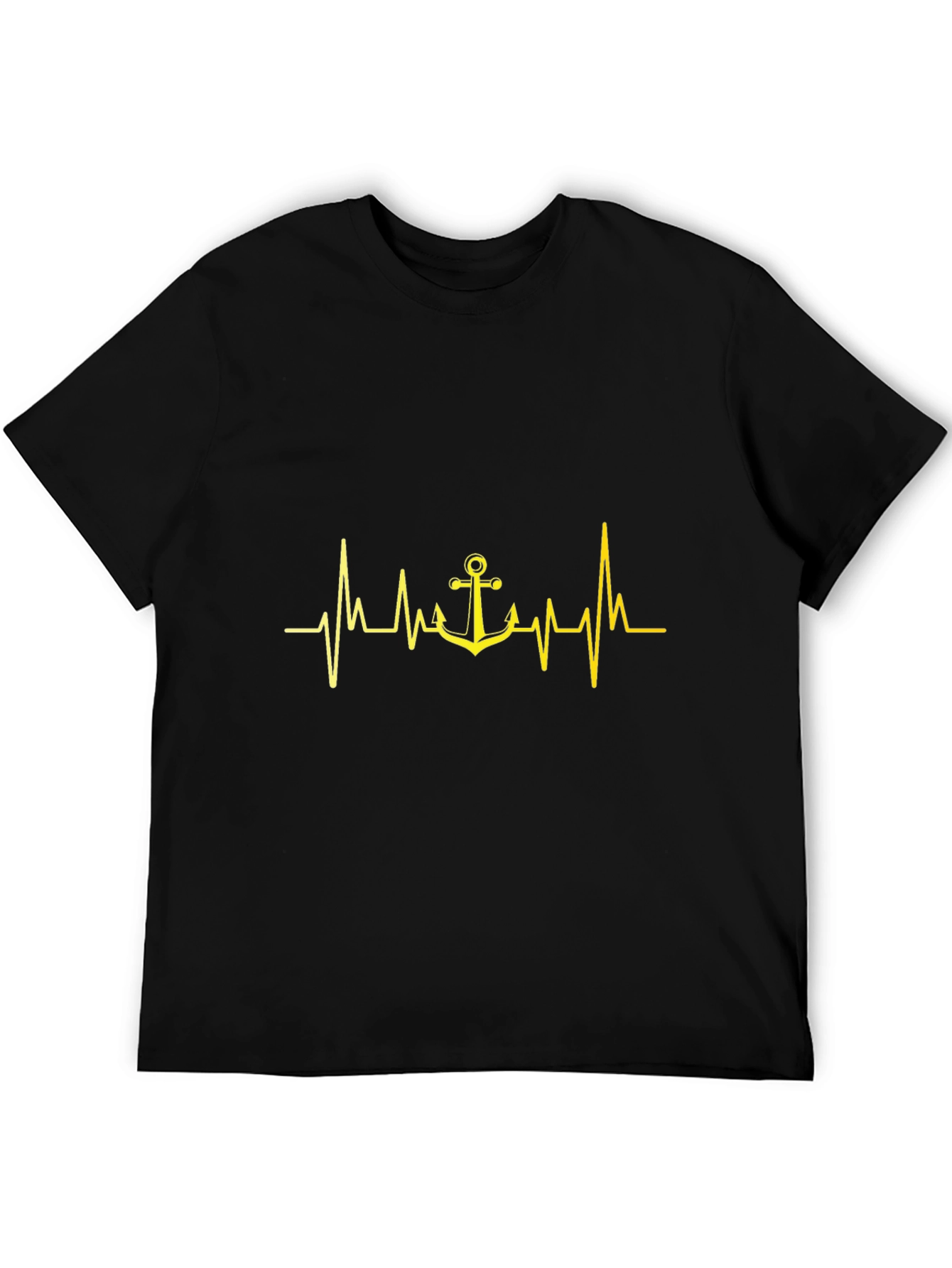 Anchor Heartbeat Graphic Tee - Black Cotton T-Shirt
